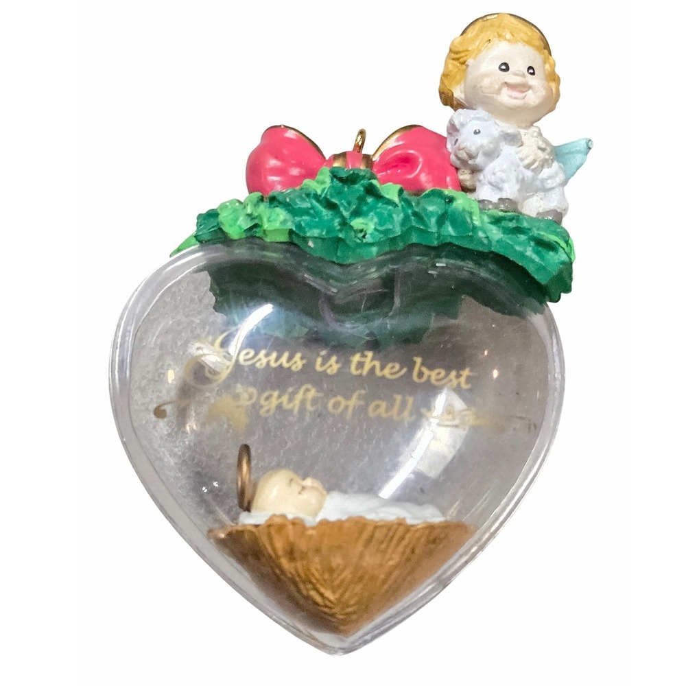 Lustre Fame 1995 Heart Nativity Ornament Jesus is the Best Gift of All Angel